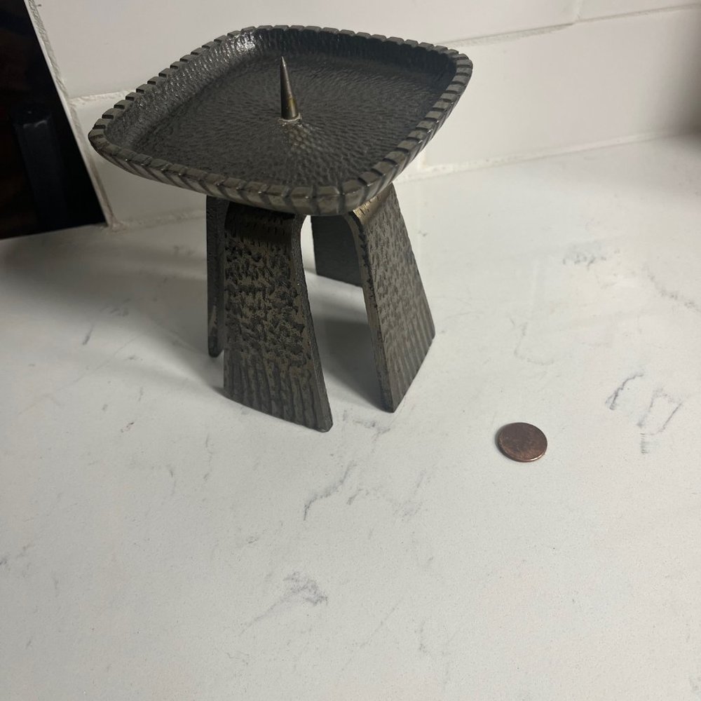 Vintage Modernist / Brutalist Mid-Century Japanese, Cast Iron Candle Holder